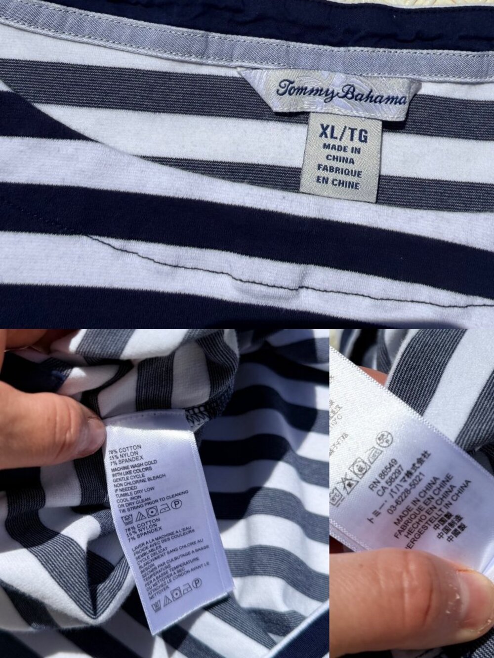 Tommy Bahama Amira Stripe Drawstring Dress Size XL Pockets Navy White Boat Neck - Picture 3 of 10